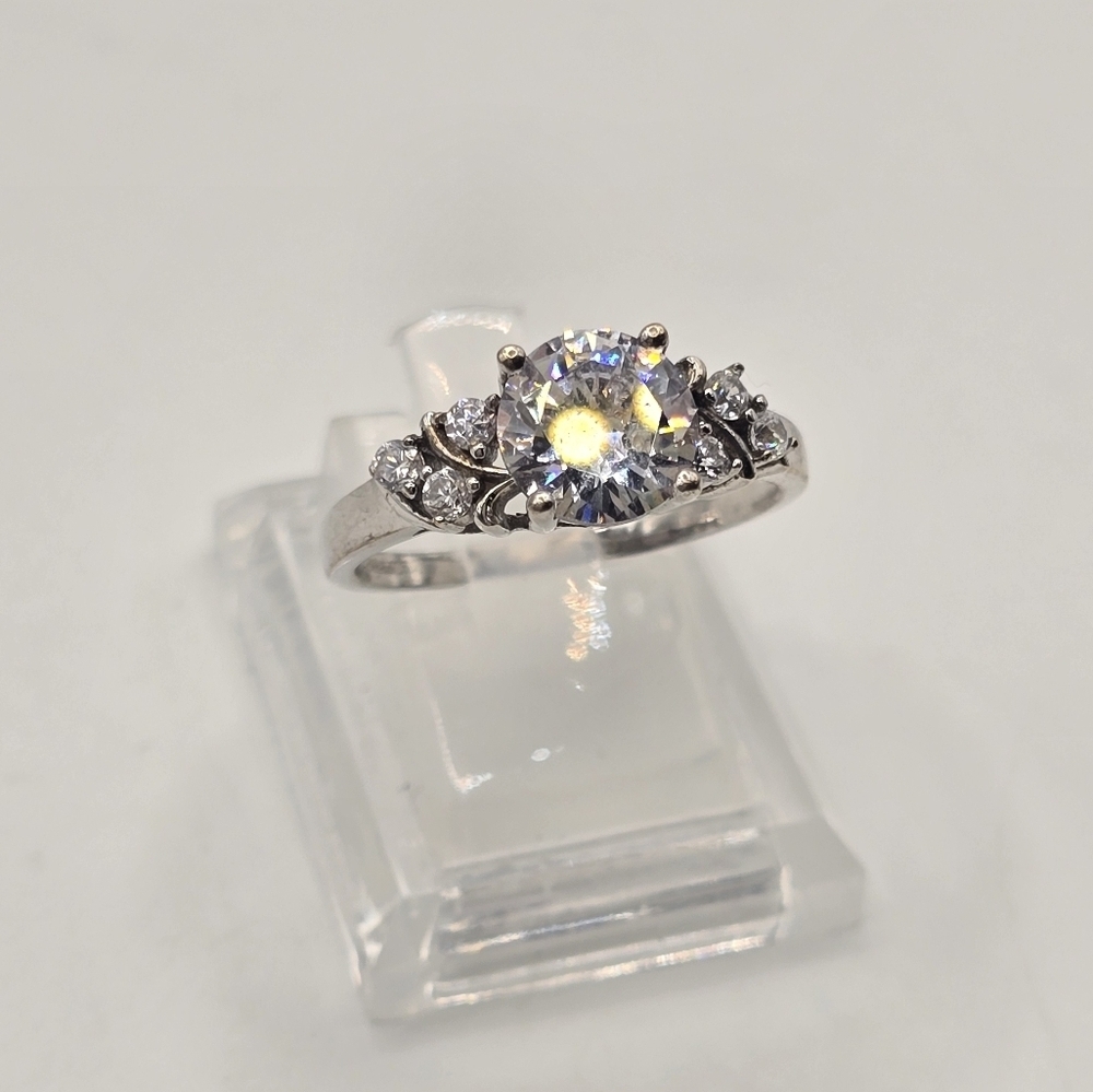 Vintage Sterling Silver PJM 2cwt Stone CZ Ring 925